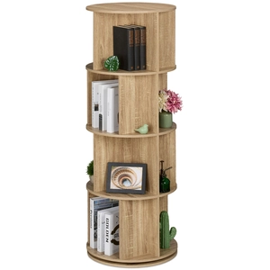 Relaxdays Petite bibliothèque rotative, aspect bois, pour vos livres et DVD, 20 compartiments, HxD : 137 x 50 cm, nature pas cher