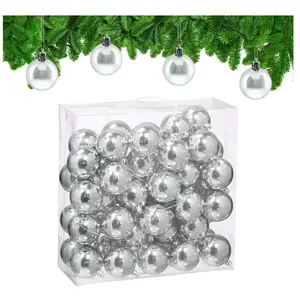 Relaxdays Boule de Noël, Brillante, lot Pratique de 50, en Plastique, ... pas cher