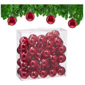 Relaxdays Boule de Noël, Brillante, lot Pratique de 50, en Plastique, ... pas cher