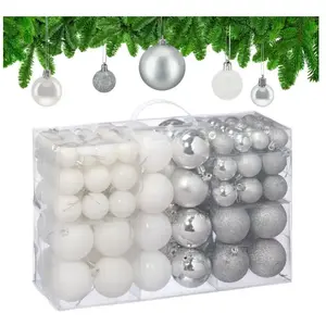 Relaxdays 100 boules de Noël, mates, brillantes & pailletées, pour décorer le sa... pas cher