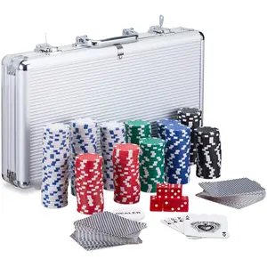 Relaxdays Coffret de 300 jetons de poker laser 2 cartes 5 cubes Bouton...