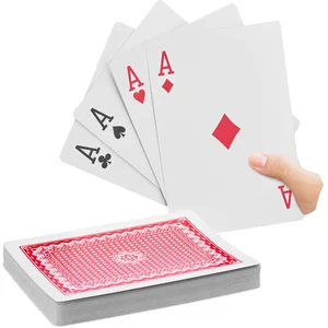 Relaxdays Jumbo Cartes de Poker 54 Cartes de Jeu en Plastique XXL Imperméable Multicolore 18 x 13 cm 10023627