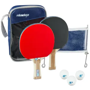 Relaxdays Set de ping-pong raquette filet balle de tennis de table poc...