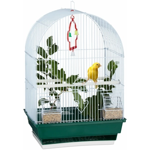Comparateur de prix : Relaxdays cage à oiseaux, volière, pinsons, canaris, perchoir, mangeoire, H x l x P 49,5 x 34,5 x 28 cm, blanc/vert