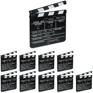 Relaxdays Clap de cinéma, lot de 10, Hollywood, film, clapet, couper les scènes, inscription, déco, HxlxP: 26 x 30 x 30 cm, noir pas cher