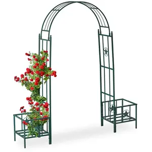Comparateur de prix : Relaxdays Arcade de rosiers, pergola plantes grimpantes, 2 bacs jardin...