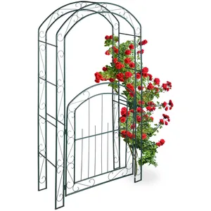 Comparateur de prix : Relaxdays Arcade de rosiers avec porte, Arche pour plantes grimpantes,...