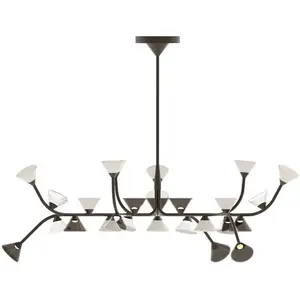 TOOY lampe à suspension LINFA 565.13 (Verre titane, fumé, blanc et tra...