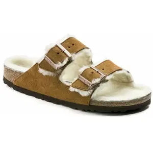 Sandales Birkenstock Arizona Vl Mink Lammfell Marron 37 1001135 pas cher