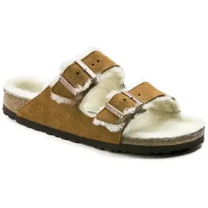 Birkenstock - Arizona Shearling Suede Leather - Sandales Mink - 44 - N... pas cher