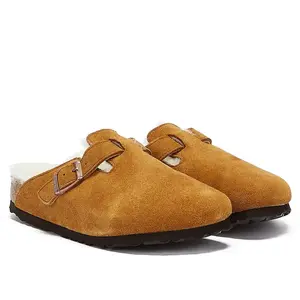 BIRKENSTOCK Mixte Peau d'agneau Boston Sabots, Marron Menthe, 43 EU Étroit pas cher