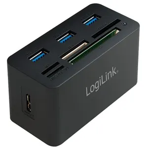 LogiLink Hub USB 3.0 avec lecteur de carte All-in-One, noir