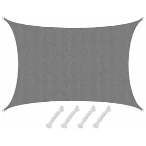 Voile d'ombrage AMANKA - 6x4m - HDPE - Protection anti-UV - Gris