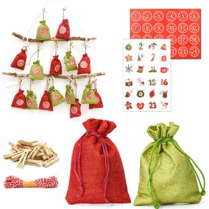 Comparateur de prix : Dunedesign Calendrier de l'Avent à Remplir - 24 Pochettes Cadeaux en Tissu - DIY Kit Noël