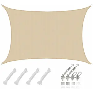 Amanka 4x6 Voile d'Ombrage Rectangulaire Respirante - Toile de Jardin uv avec FixationVendu parcdiscount