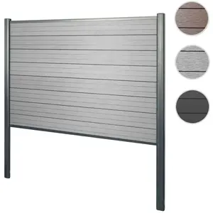 Comparateur de prix : Mendler Brise-vue en WPC Sarthe, poteau en aluminium extension, 185cm gris