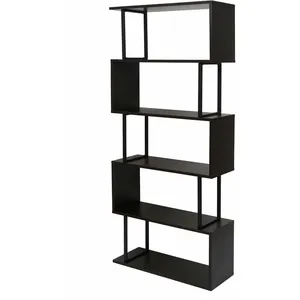 HHG - Bibliothèque 091, étagère de salon, structure 3D 183x80cm, 5 niv...