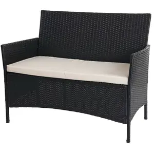 Comparateur de prix : Mendler Banc De Jardin Halden En Polyrotin, Banquette Anthracite, Co...