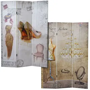 Mendler Paravent Vintage, cloison de séparation, scintillement, rétro, mode, 180x120cm pas cher