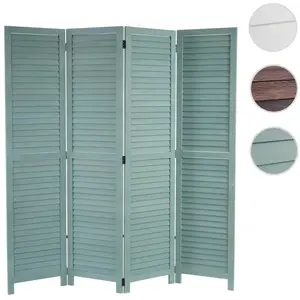 Mendler Paravent - HWC - C30 - 4 panneaux - Aspect visuel volet - Style shabby pas cher