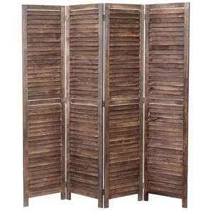 HHG - Paravent 836, paroi de séparation, shabby, 170x160cm, brun