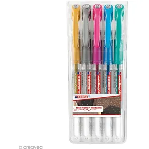 Stylo Gel Roller Edding 0,7 mm - 5 couleurs métalliques pas cher