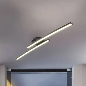B.K.LICHT B.K. Licht Plafonnier LED Snore, à 2 lampes, noir, métal, 3 000 K pas cher