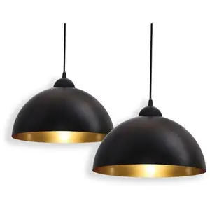Comparateur de prix : B.K.LICHT Suspension design lustre vintage noir-doré luminaire plafond cuisine lot de 2 E27