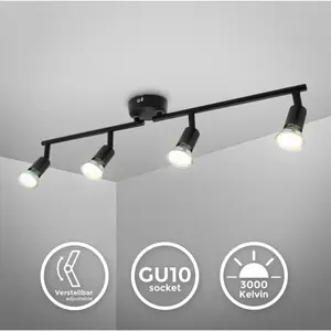 Comparateur de prix : B.K.LICHT I barre de spots i spots plafond orientables i 4 ampoules led 2,9 w GU10 incluses i lumière blanc chaud 3000K i 4x 260lm i plafonnier i lampe de