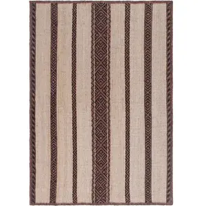 DELADECO Tapis jute et laine plat moderne ethnique Solna Naturel 200x300 pas cher