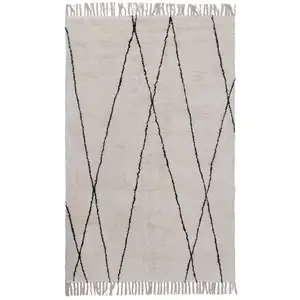 Novatrend Tapis de style berbère tufté en coton Blanc 200x290 cm pas cher