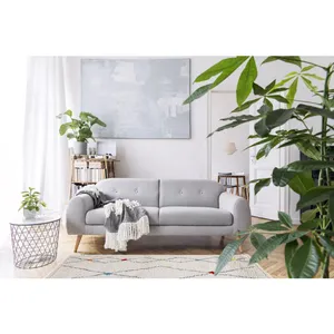 DELADECO Tapis shaggy de salon berbère crème ethnique Ennis 120x60 CM - Crème pas cher