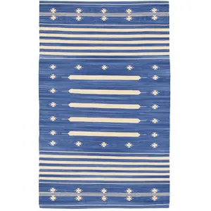 Novatrend Tapis de salon en coton bleu 140x200 cm pas cher