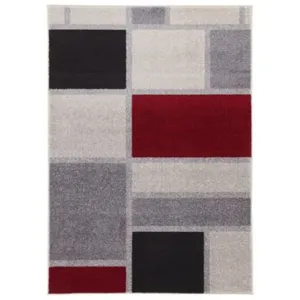 DELADECO Tapis géométrique pour salon gris moderne Torquay 170x120 CM - Gris pas cher