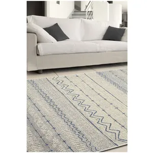 DELADECO Tapis moderne ivoire pour salon rectangle Douvres Ivoire 200x290