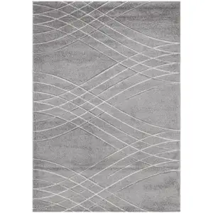 Novatrend Tapis de salon moderne tissé plat Gris 133x190 cm pas cher