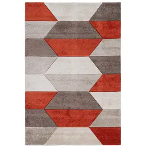 DELADECO Tapis de salon moderne tissé plat Rouge 120x160 cm pas cher
