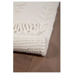 Deladeco - Tapis berbère plat ethnique laine et coton Rica Crème 60x120 pas cher