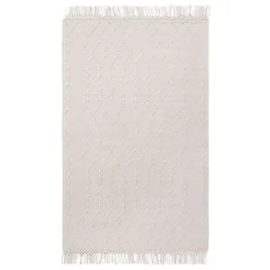 Deladeco Tapis berbère plat ethnique laine et coton Rica 180x120 CM - Crème pas cher