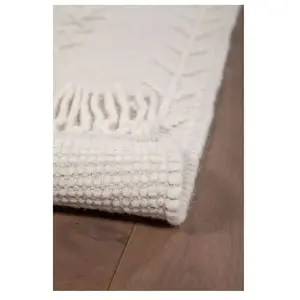 Deladeco Tapis berbère plat ethnique laine et coton Rica 230x160 CM - Crème pas cher