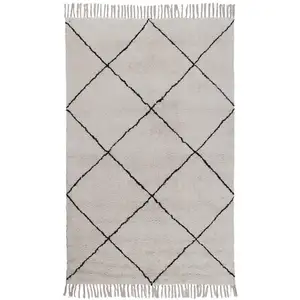 Novatrend Tapis de style berbère tufté en coton Blanc 120x120 cm pas cher