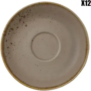 Vivo - 12 Sous-tasses à moka en Faïence StoneWare beige/marron/blanc -... pas cher