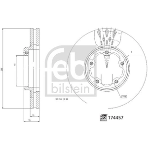 Disque de frein FEBI BILSTEIN 174457 avant, ventilé, 1 pièce pas cher