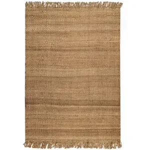 Tapis en jute naturelle fait main motif chevrons à franges 160x230 pas cher