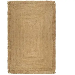 Tapis en jute naturelle fait main avec bord original 80x150 pas cher