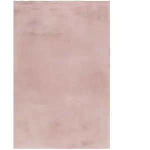 Esprit Tapis effet peau de lapin doux tufté rose pour salon, chambre 60X90 pas cher