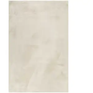 Esprit Tapis effet peau de lapin doux tufté beige pour salon, chambre 60x90 pas cher