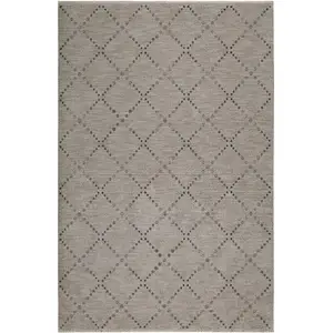 Esprit Tapis velours ras à motif losange fond gris/taupe chiné 133x200 pas cher