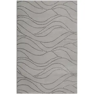 Esprit Tapis plat velours ras à relief motif gris sur fond taupe120x170 pas cher
