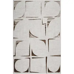 Esprit Tapis ras beige chiné avec motif brun 200x290 pas cher